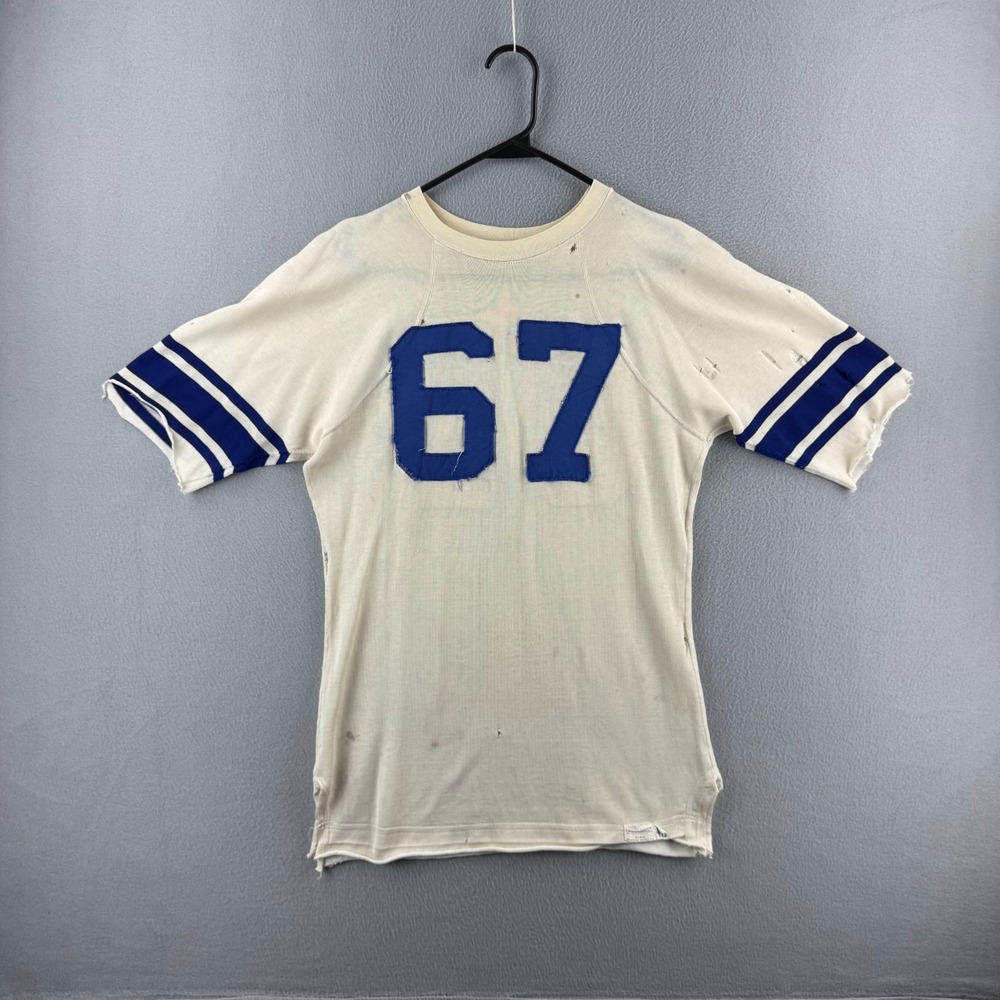 Vintage 40s Wilson Durene Jersey Mens 42 Distressed Football # 67 Double Sided